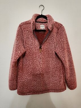 M - Prissy Jane Teddy Fleece Pullover Pink Medium Like New